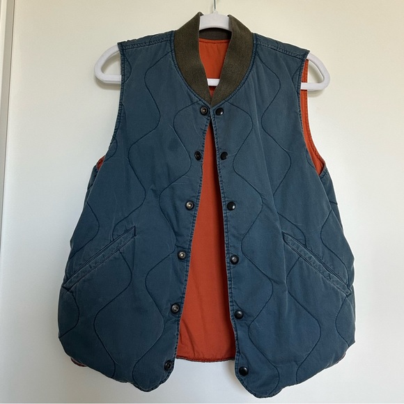 VINTAGE RARE Ralph Lauren double RL reversible vest orange and blue stitched - Picture 4 of 8